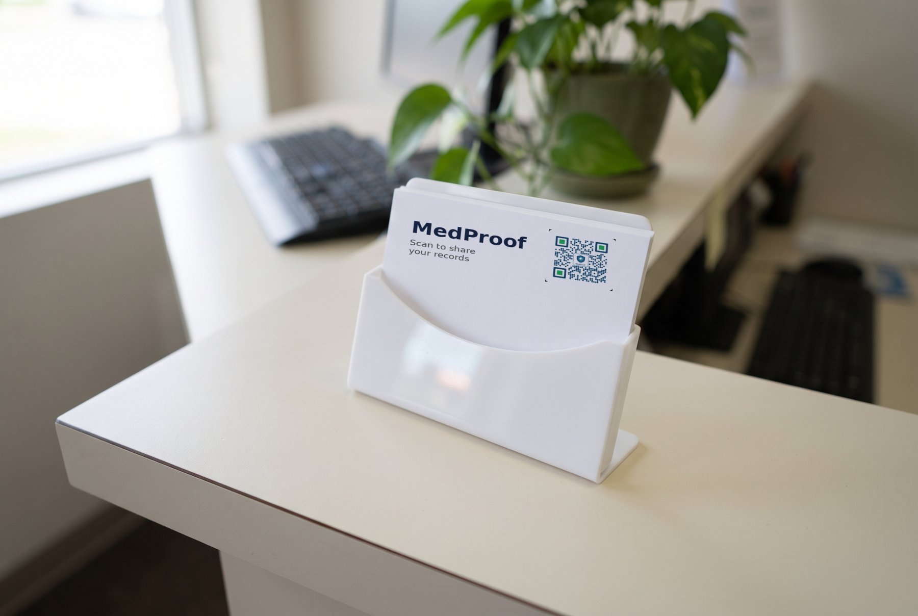 The MedProof counter card in its stand