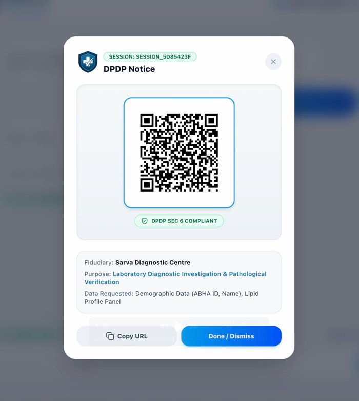 The facility's notice screen showing its QR code