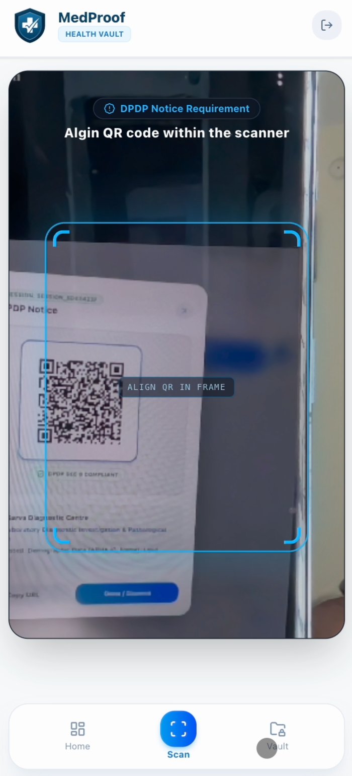 A patient's phone scanning the QR code